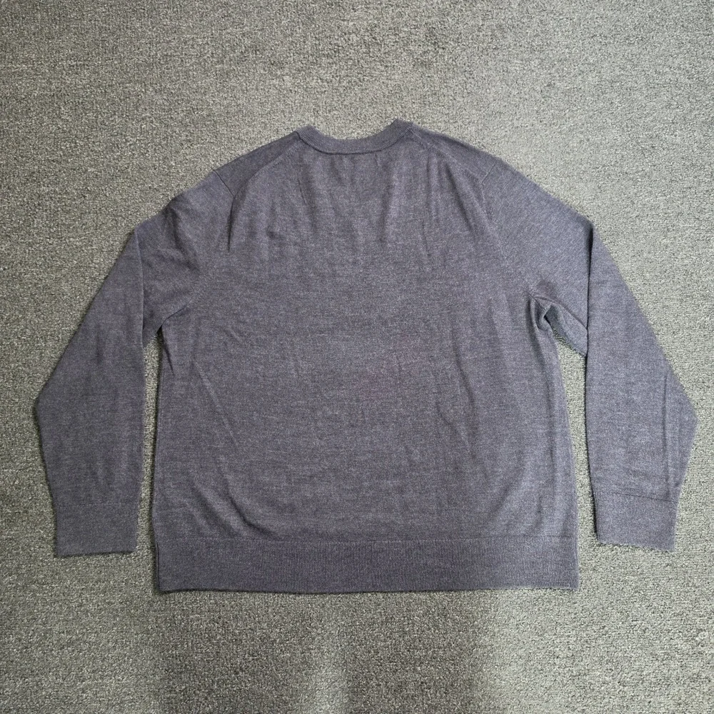 Banana Republic Sweater Gray Mens XL Italian Merino Wool V-Neck Pullover Classic